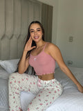 PIJAMA DE TIRITAS Y PANTALON - FLORES