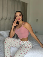 PIJAMA DE TIRITAS Y PANTALON - FLORES