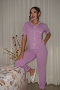 PIJAMA DE BOTONES PANTALON - LILA